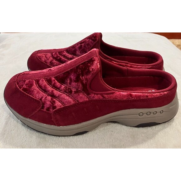 Easy Spirit size 7.5 Traveltime 567 Womens Burgundy Red Velvet Slip on Mule NEW - Picture 3 of 11